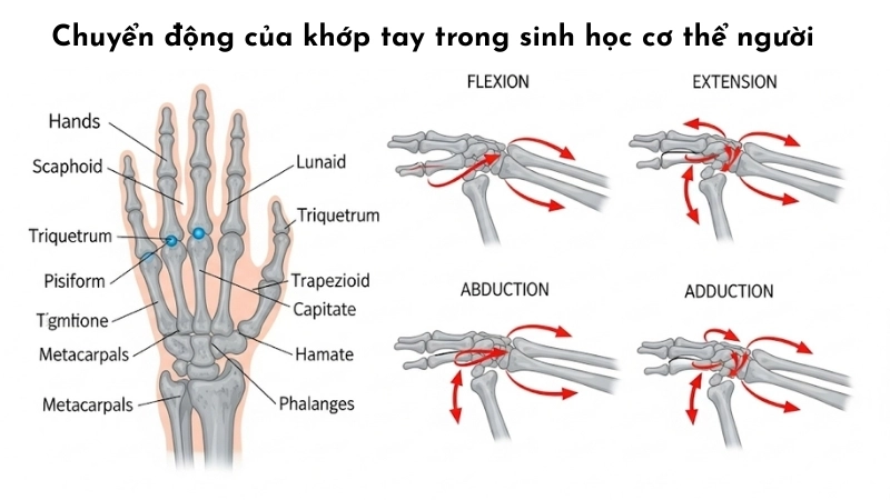  Chuyển động của khớp tay trong sinh học cơ thể người