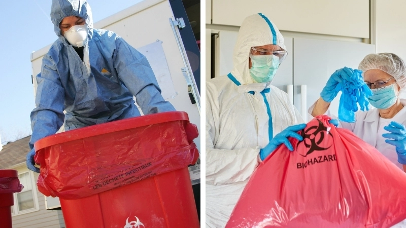 Công nhân môi trường cần được trang bị bảo hộ đầy đủ khi xử lý chất thải nguy hại