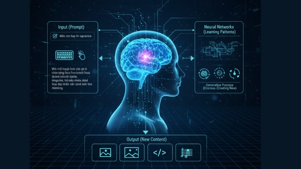  Generative AI là gì qua mô hình não bộ kỹ thuật số