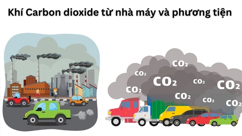  Khí Carbon dioxide từ nhà máy và phương tiện làm tăng hiệu ứng nhà kính