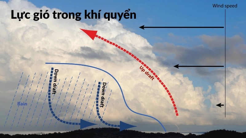  Lực gió trong khí quyển tạo nên những cơn gió mạnh mẽ