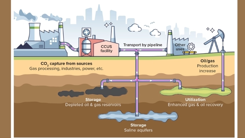  Minh họa các phương pháp thu giữ carbon và lưu trữ dưới lòng đất