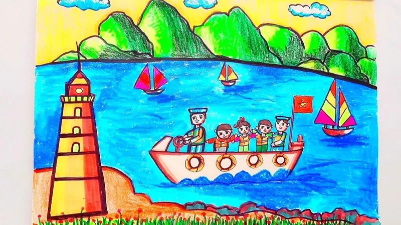 Khám phá đảo tuyệt đẹp qua vẽ tranh phong cảnh biển đảo