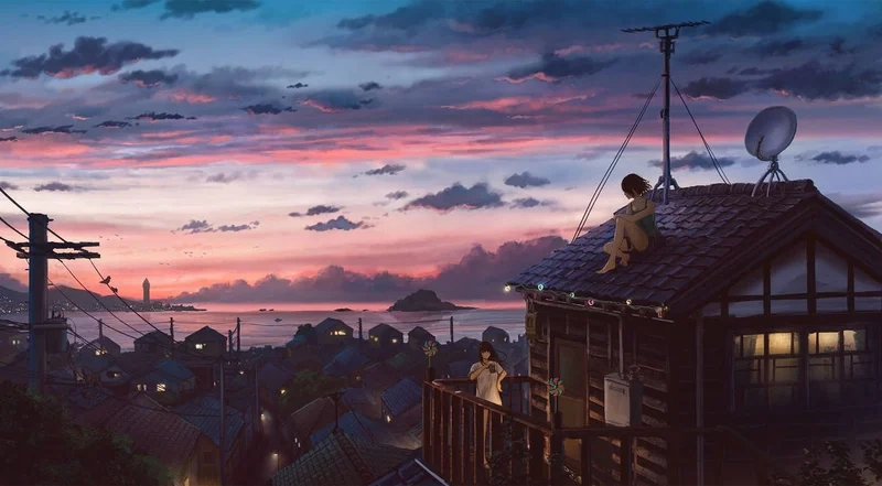 Sáng tạo cùng ảnh phong cảnh buồn anime đầy màu sắc