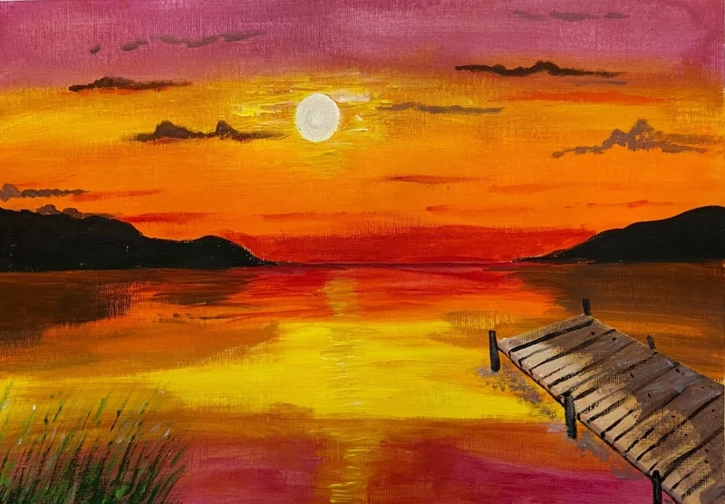 Hòa mình vào sắc màu đẹp cùng tranh phong cảnh hoàng hôn