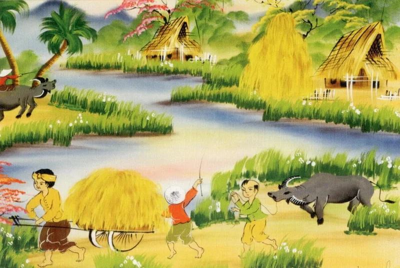 Trang trí màn hình với hình nền phong cảnh làng quê