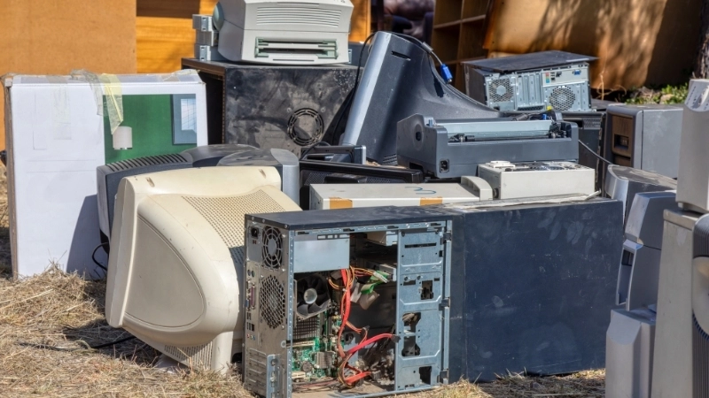 Rác thải điện tử đang chờ xử lý trong nhà máy