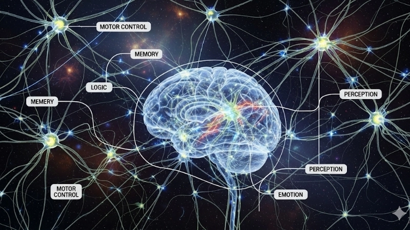  Sơ đồ các kết nối thần kinh, nền tảng sinh học cơ thể cho mọi suy nghĩ