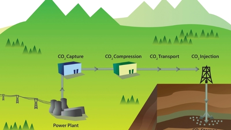  Sơ đồ giải thích carbon capture là gì trong nhà máy công nghiệp