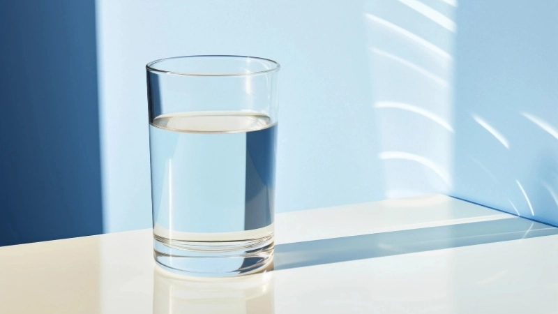 Thí nghiệm ly nước đơn giản với các màu sắc rõ rệt trên giấy trắng