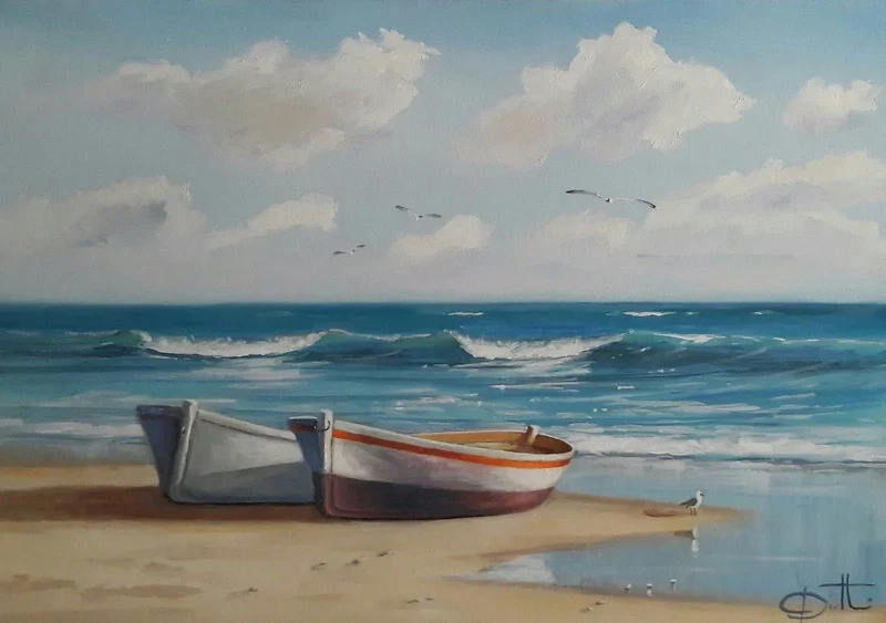 Biến phòng khách rộng mở nhờ tranh dán tường phong cảnh biển