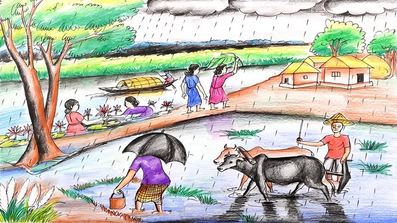 Tận hưởng ký ức tuổi thơ với tranh đề tài phong cảnh quê hương