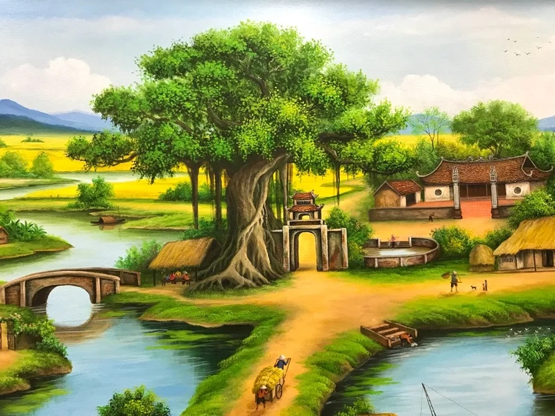 Tạo tranh dễ dàng nhờ vẽ tranh đề tài phong cảnh quê hương đơn giản