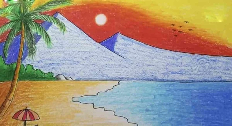 Ngắm chiều tà rực rỡ qua vẽ tranh đề tài phong cảnh hoàng hôn