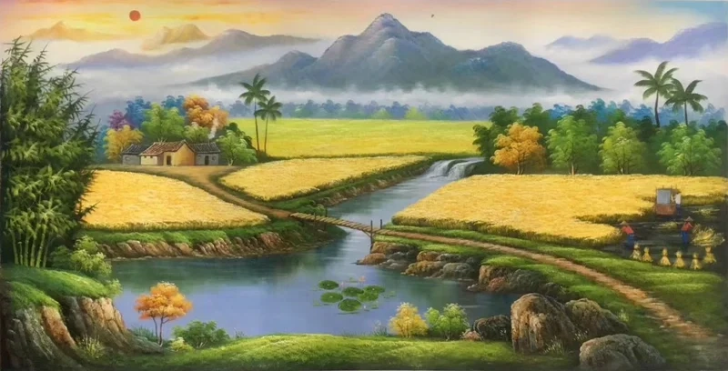 Vẽ dễ dàng và sinh động với vẽ tranh đề tài phong cảnh quê em