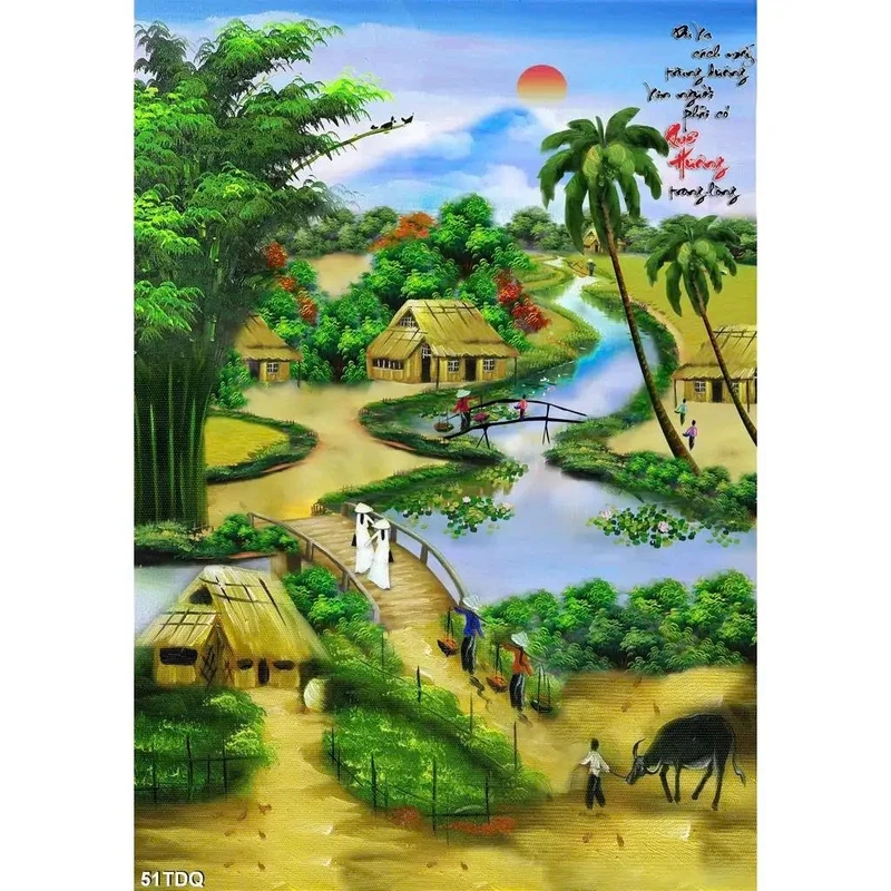 Ngắm vẻ cao vút trong tranh đồng quê khổ dọc