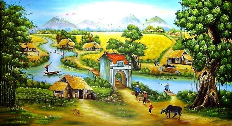 Tạo không gian sống động với tranh dán tường đồng quê