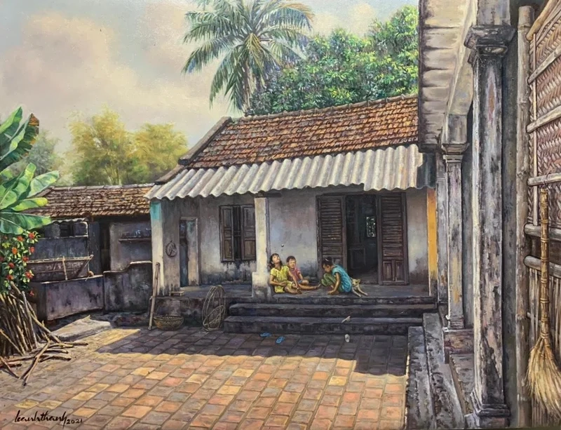 Ngắm tranh làng quê đẹp sống động như thực tế