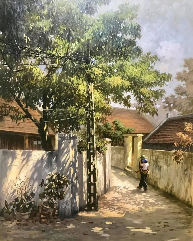 Thả hồn nghệ thuật với tranh vẽ cảnh làng quê đơn giản tinh tế