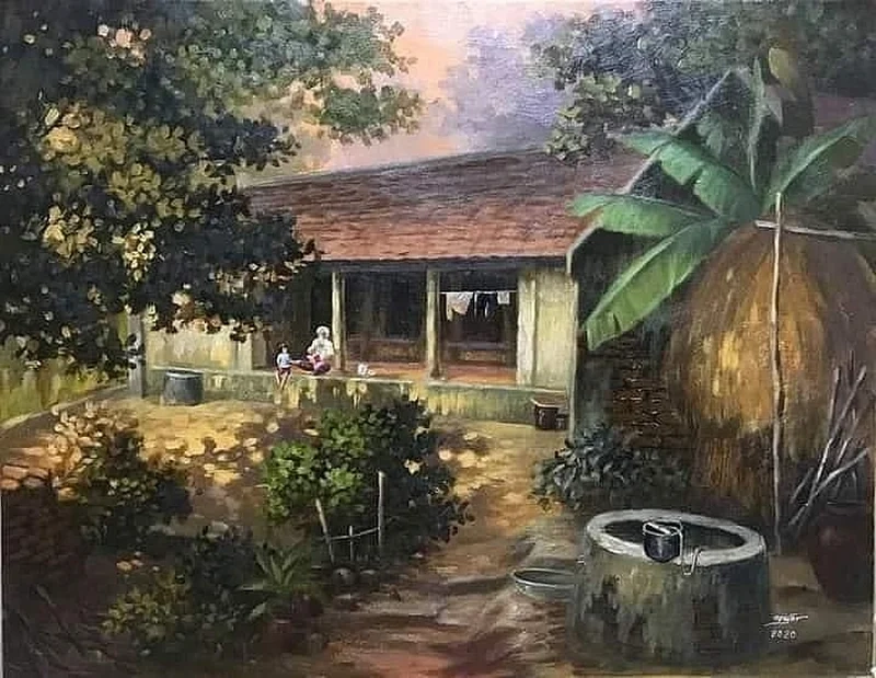 Thả hồn cùng tranh vẽ cảnh làng quê đầy cảm xúc