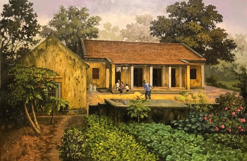 Ngắm tranh vẽ làng quê đẹp tĩnh lặng và thơ mộng