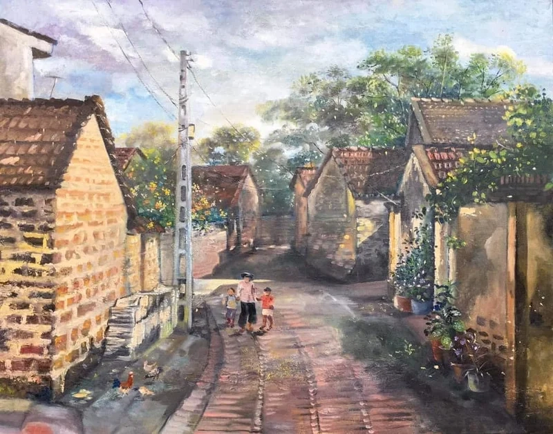 Khám phá vẻ mộc mạc với tranh phong cảnh làng quê bắc bộ