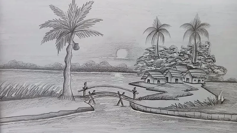 Thưởng thức từng nét vẽ với tranh phong cảnh bằng chì