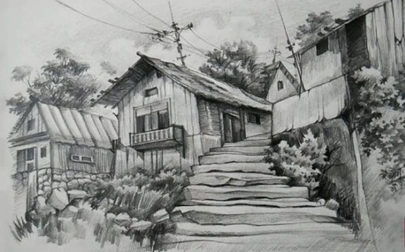 Sáng tạo nghệ thuật với vẽ tranh phong cảnh quê hương bằng bút chì