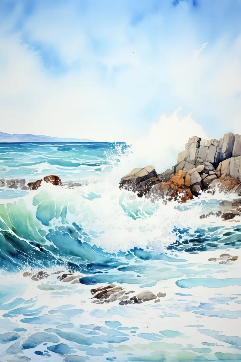 Mang sóng biển vào tranh với vẽ tranh phong cảnh biển bằng màu nước