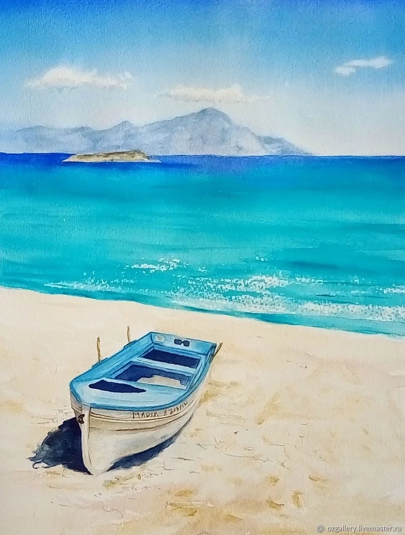 Thưởng ngoạn biển xanh qua tranh vẽ bãi biển mùa hè