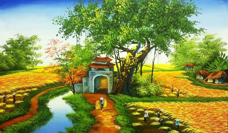 Hòa nhịp với thiên nhiên qua tranh về quê hương đẹp