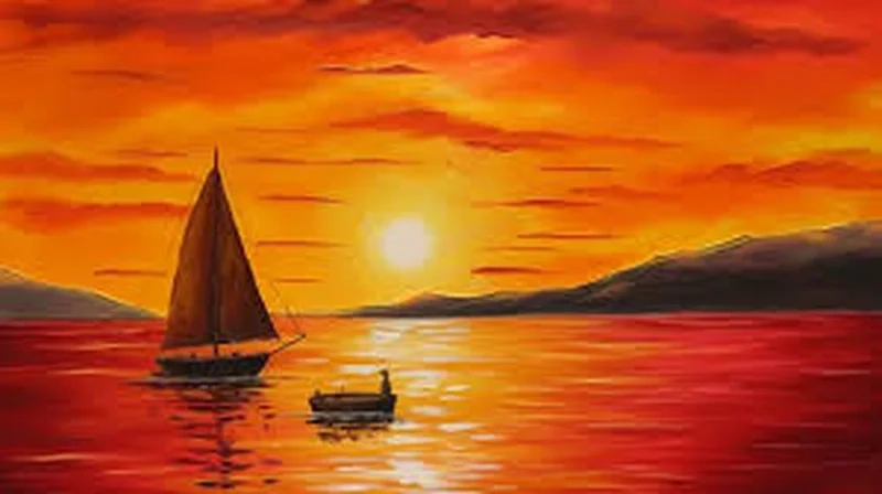 Tận hưởng khoảnh khắc lãng mạn với tranh phong cảnh biển hoàng hôn