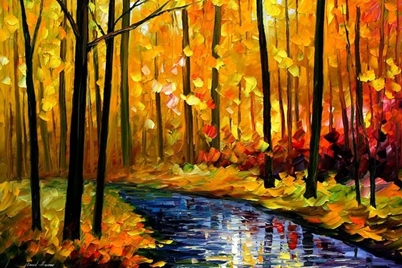 Cảm xúc mùa thu rực rỡ trong tranh sơn dầu phong cảnh mùa thu
