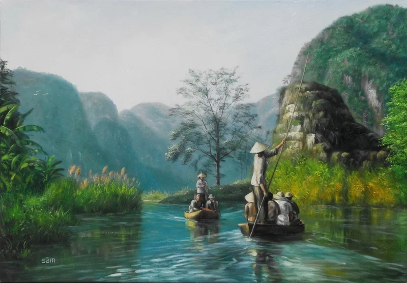 Khám phá hồn quê qua tranh sơn dầu phong cảnh quê hương