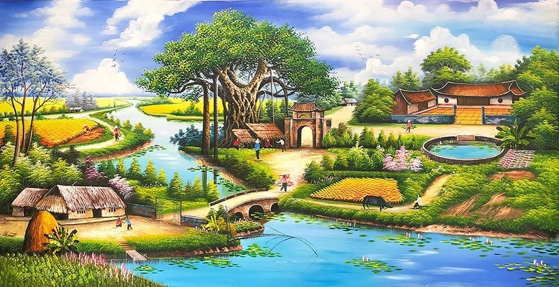Trải nghiệm đời sống dân dã với tranh sơn dầu đồng quê tinh tế