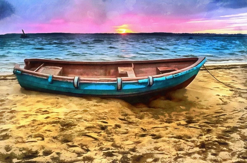 Ngắm hoàng hôn rực rỡ bằng vẽ tranh biển hoàng hôn