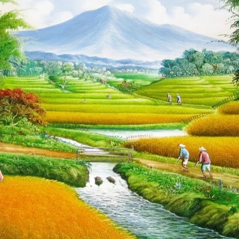 Ghi lại tuổi thơ với vẽ tranh cánh đồng quê em