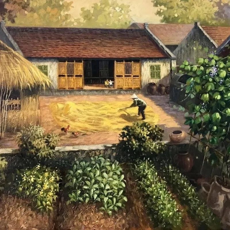 Khám phá chi tiết thiên nhiên với vẽ tranh cảnh làng quê