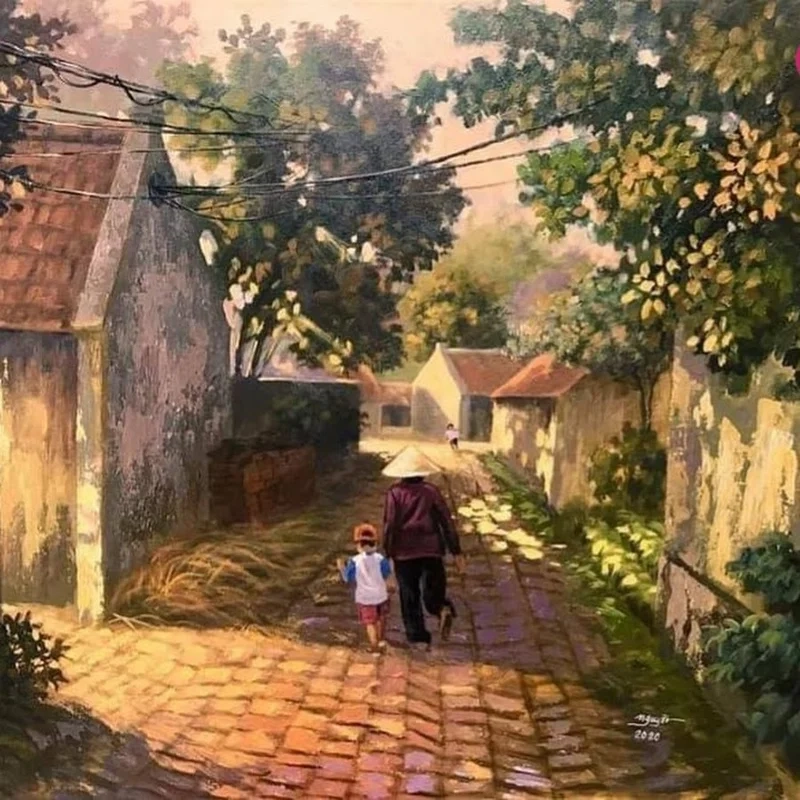 Thể hiện tài năng qua vẽ tranh làng quê đẹp nhất