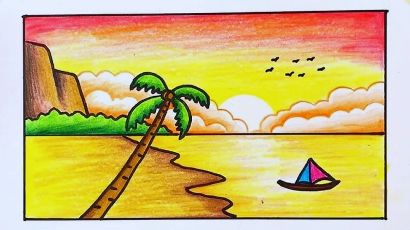 Ngắm vẽ tranh phong cảnh hoàng hôn lãng mạn nhất