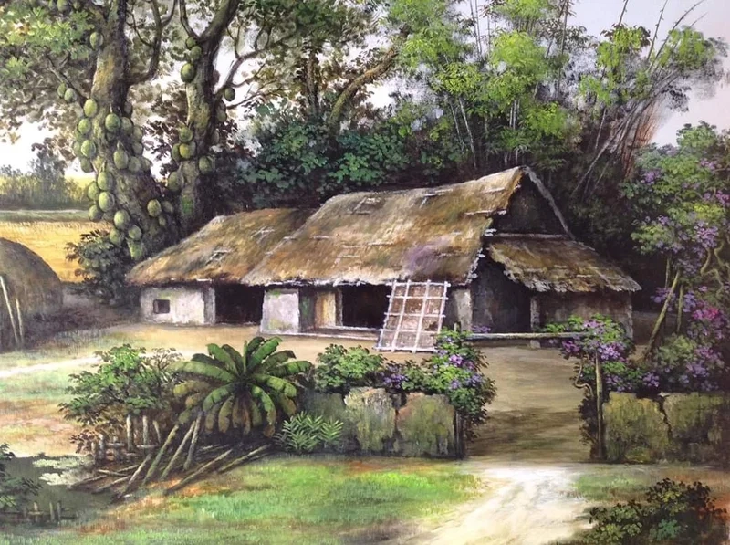 Tạo cảm xúc sâu lắng với vẽ tranh cảnh quê hương