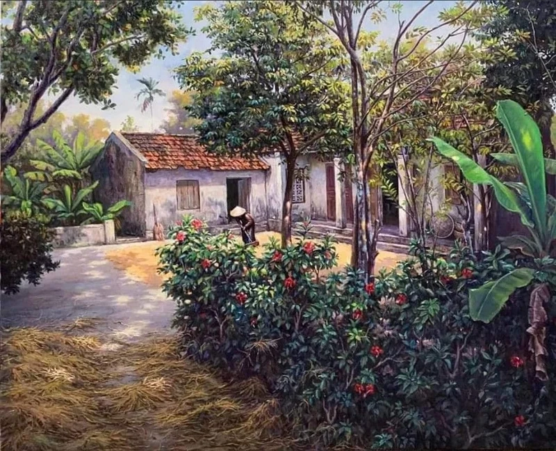 Ghi lại nét đẹp quê hương bằng vẽ tranh đề tài quê hương