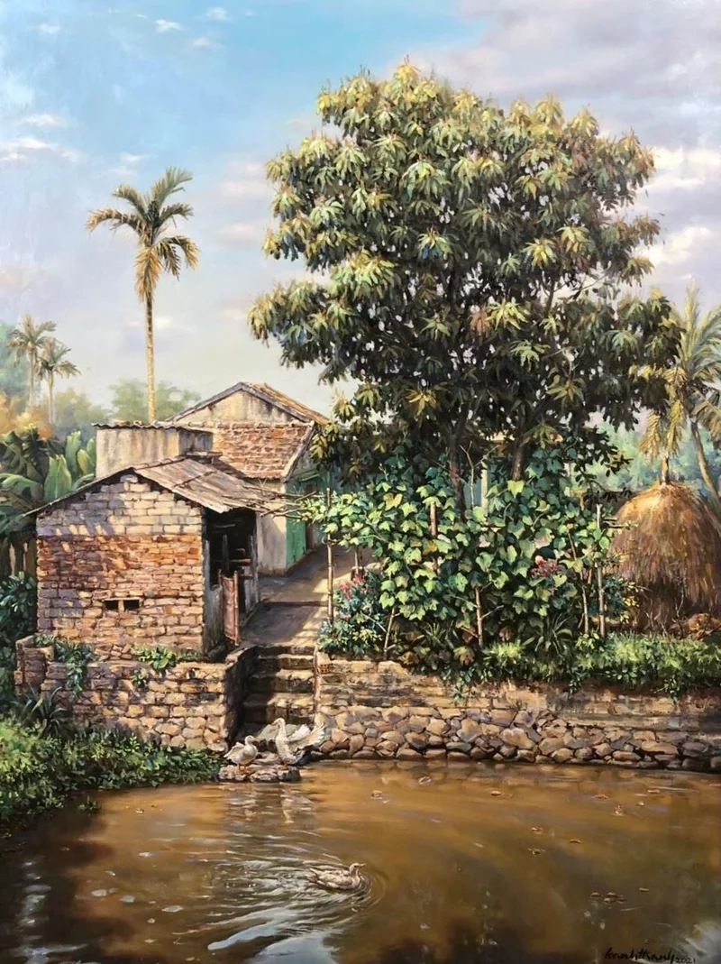 Thể hiện phong cảnh sống động với vẽ tranh đề tài phong cảnh quê hương