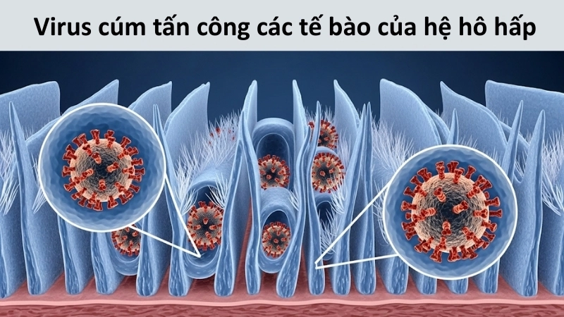  Virus cúm tấn công các tế bào của hệ hô hấp