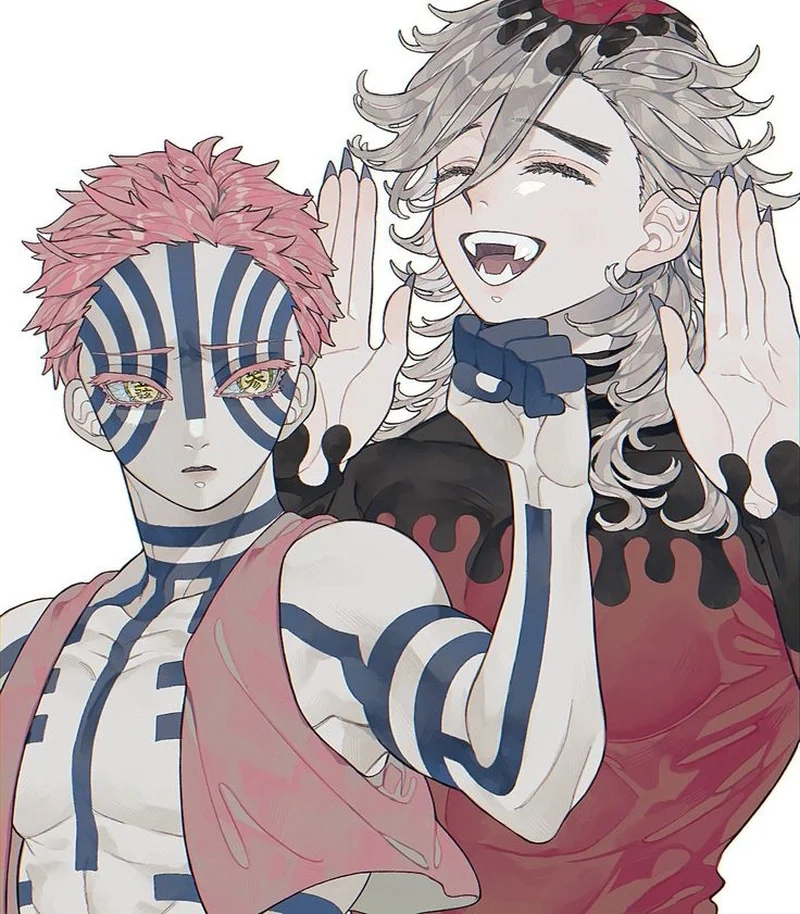 Thả tim với fanart akaza x douma cực chất