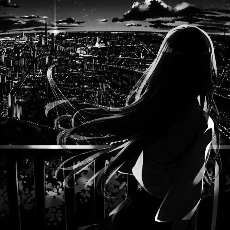 Cảm nhận nỗi buồn nhẹ nhàng với ảnh anime nữ trắng đen buồn