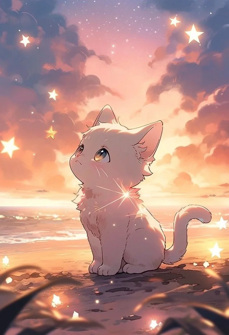 Khám phá ảnh mèo cute anime siêu đáng yêu