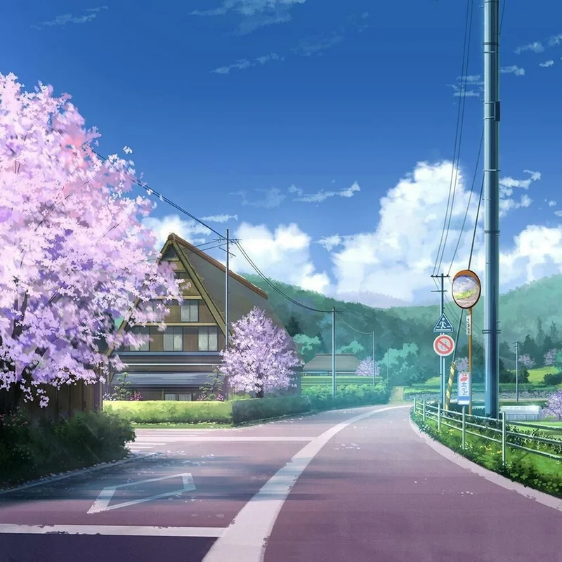 Ngắm sắc hoa anh đào qua ảnh phong cảnh anime hoa anh đào