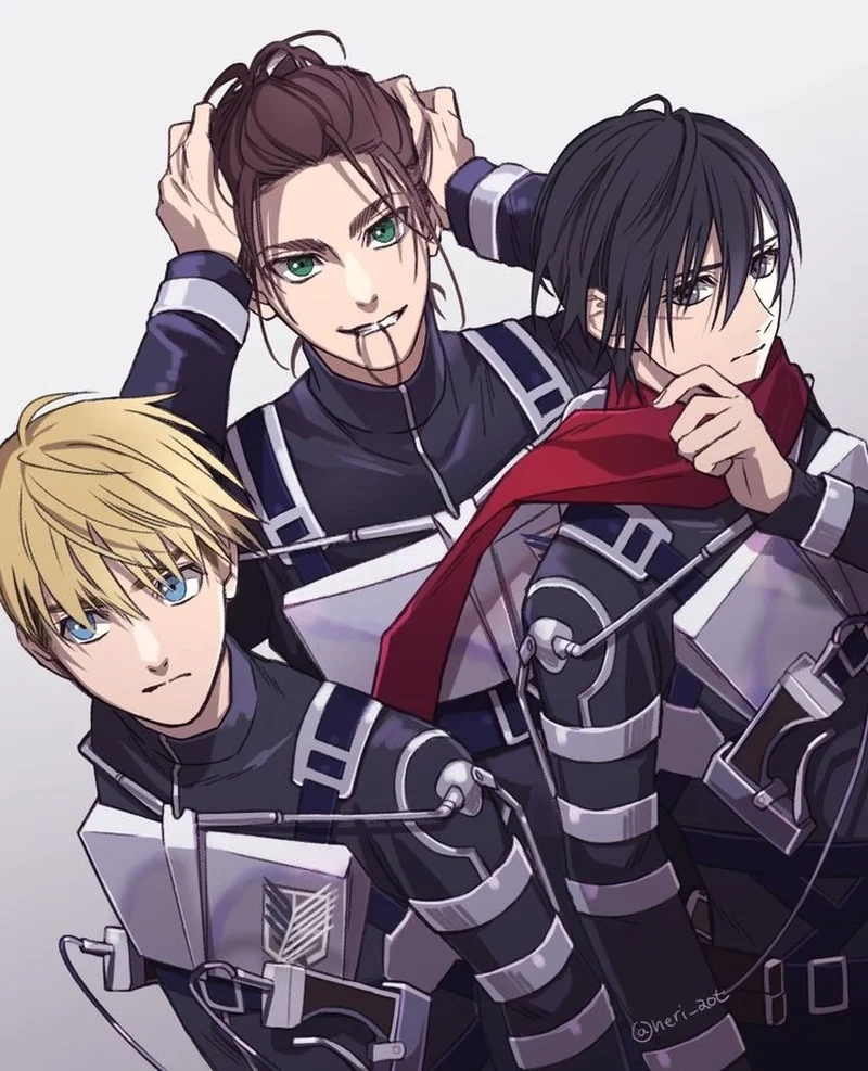 Ba chiến hữu phiêu lưu cùng nhau eren mikasa armin
