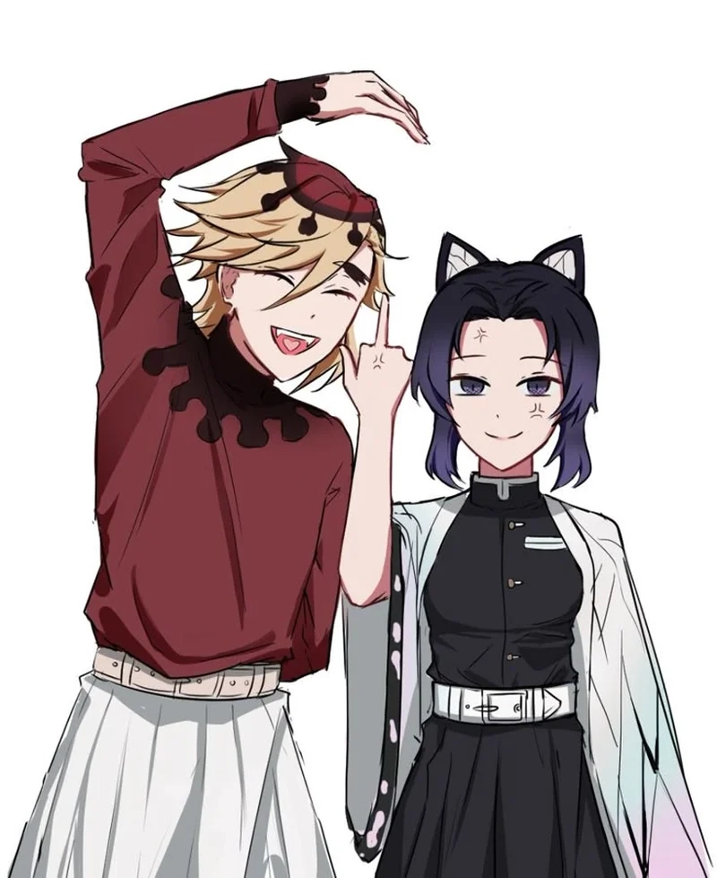 Thả tim với fanart đáng yêu shinobu x douma